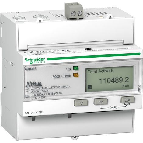 Misuratore M-Bus SCHNEIDER iEM3235, 5 A, elevata precisione, collegamento diretto.