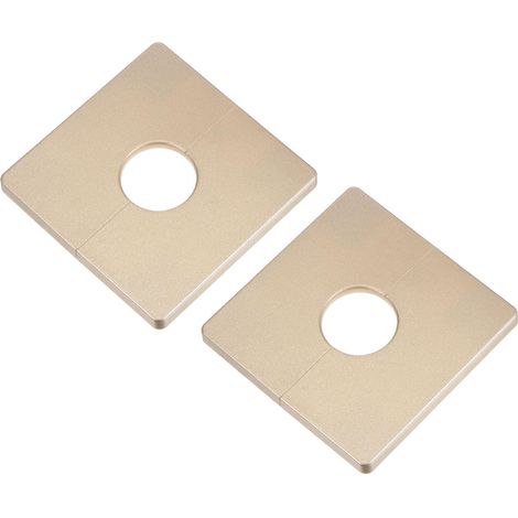 2Pcs Split Wall Plate, Self Adhesive Square ABS Blanking Plate with a Hole Diameter 28mm/1.1 Inch, Pipe Cover for Water Tap Decoration, Gold Color (1/5)