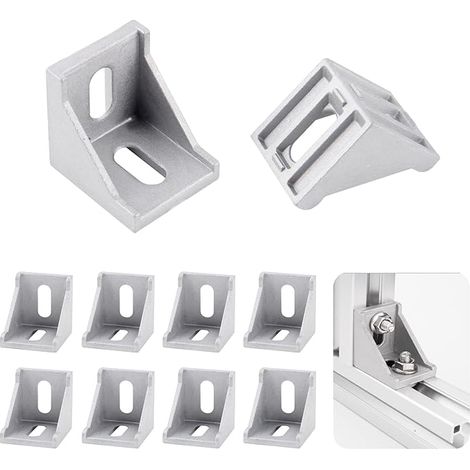 8 Stück Aluprofil Winkel 40x40 Nut 8 Aluprofil Winkelverbinder, 90 Grad Alu Befestigungsmaterial Winkel, Aluminium Befestigung L Eckwinkel Eckverbinder für Aluprofil 40x40, Strebenprofil, 3D-Drucker (1/5)