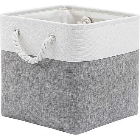 28 x 28 cm große, faltbare Aufbewahrungsbox aus Stoff mit Kordeln, faltbare Aufbewahrungswürfel für Zuhause, Büro, Kleiderschrank, Kleidung, Spielzeug, Grau (1/5)