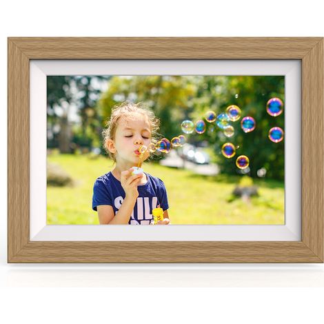 10,1-Zoll-Digitalfotorahmen mit Frameo-App, 32 GB Speicher – Hellbraun (1/5)