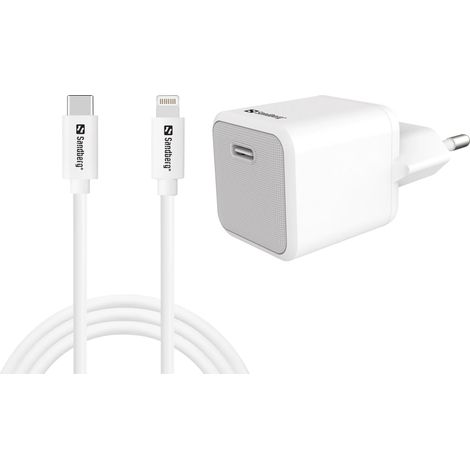 Cargador Sandberg 441-57 USB-C de 20 W + cable USB-C a Lightning, 1 m
