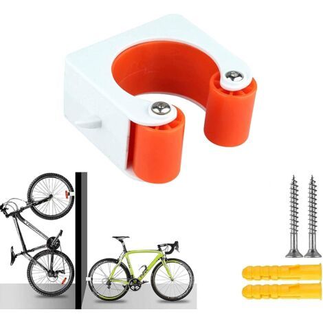 Support mural pour vélo, porte-vélos, support mural peu encombrant, système de rangement pour porte-vélos, intérieur et extérieur, pour vélos de course et VTT (VTT, orange 1pcs) (1/5)