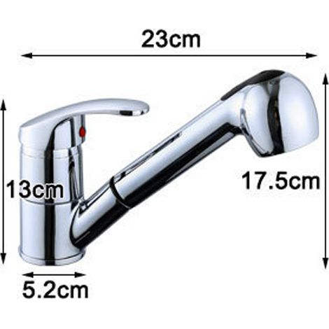 Robinet de cuisine avec eau chaude et froide, robinet extractible, multifonctionnel avec tuyau d'eau (1/4)