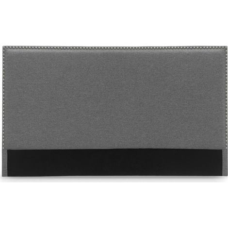 Tête de lit cloutée en tissu lin gris 140 cm LINDA (1/4)