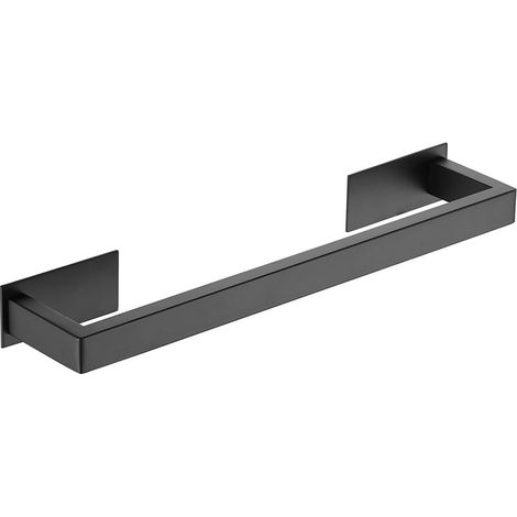 Porte-Serviettes Autocollant en Acier Inoxydable pour Salle de Bain, avec Barre Simple Motif carré, Noir 38,5 cm (1/5)
