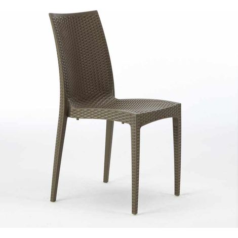 Silla de comedor en ratán apilable Bistrot Grand Soleil oferta stock 22 piezas - Marrón