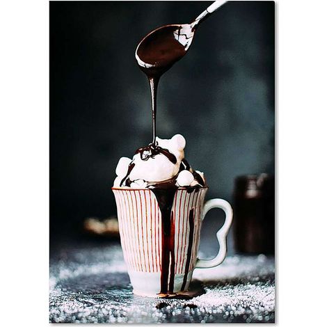 Tableau café à la crème fouettée et le chocolat - 50 x 70 cm (1/4)