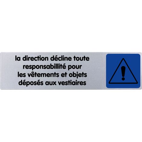 Plaque de porte La direction décline toute responsabilité - couleur 170x45mm - 4033211