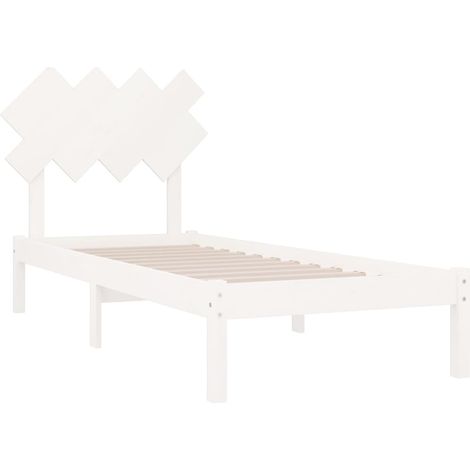Lit Blanc 90x190 Simple Bois massif (1/2)