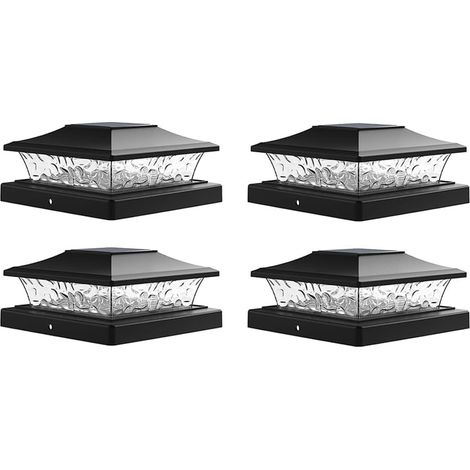 Le Capuchon de Poteau Solaire Allume la Lumière Extérieure de Poteau de Clôture de Plate-Forme pour 5.5x5.5 3.5x3.5 Poteaux en Bois de Vinyle Décor de Jardin de Patio 4Pack (1/5)
