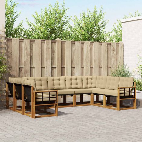 Outdoor-Sofagarnitur 9 pcs Natur und Beige Massivholz Akazie (1/5)