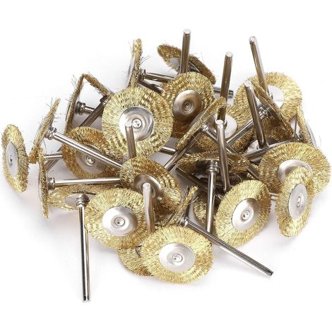 Ensemble de 30 brosses métalliques en laiton et acier, ensemble complet de roues de polissage pour outils rotatifs (laiton) (1/5)