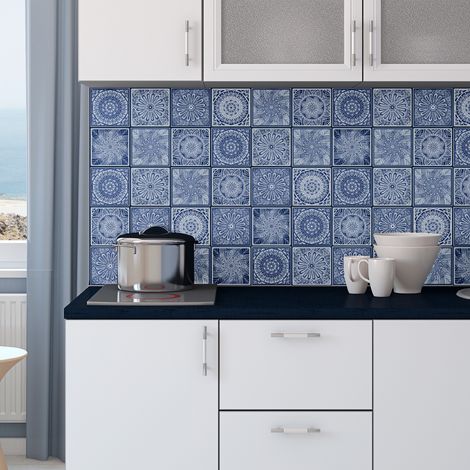 Sticker Mural Carrelage adhésif Cuisine Salle de Bain - 30 STICKERS CARRELAGES BOHÈME PAPANTZI - 30stickers10x10cm (1/5)