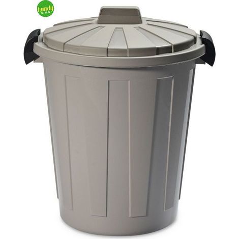 Bidone cilindrico tortora coperchio polipropilene 45 L Dea Home (1/3)