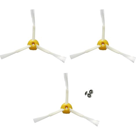 QAZQA Pack de 3 Brosses Latérales pour Roomba 500, 600 et 700. Kit de 3 pales Pièces de Rechange. (1/3)