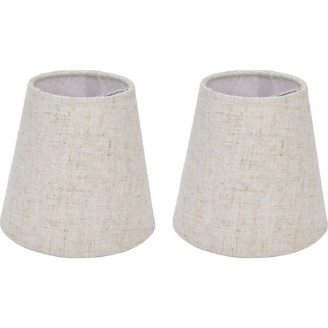 Couvercle d'abat-jour en tissu à Clip pour lampe de Table, 2 pièces, pour chandelier à vis E14, bord Beige et blanc PT13 (1/5)