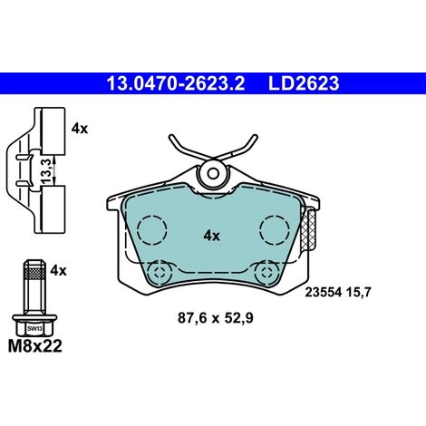 Kit de plaquettes de frein, frein à disque ATE 13.0470-2623.2 CITROËN 3649110
