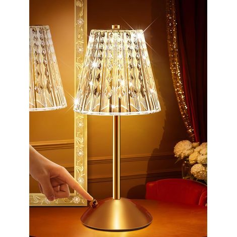 Nachttischlampe, 3-farbige Kristall-Nachttischlampe, dimmbare Touch-Nachttischlampe, kabellose, wiederaufladbare Tischlampe (1/5)