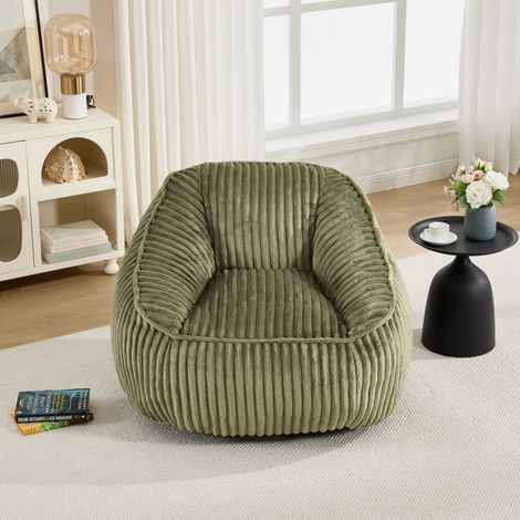 Fauteuil bean bag remplissage mémoire de forme, peluche bulle rayée, moelleux confortable, canapé douillet petit salon cosy, appartement et dortoir (1/5)