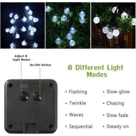 Guirlande Lumineuse - - 6,5M - 30 LEDs - Solaire - 8 Modes - Blanc - Jardin (1/3)