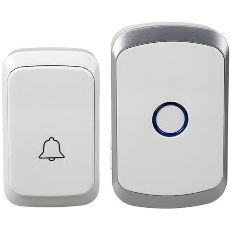 RHG Carillon sans fil,Kit de sonnette sans fil alimenté par batterie, sonnette de porte argentée avec 1 émetteur et 1 récepteur pour la maison (1/5)