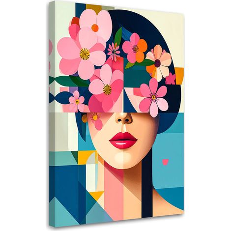Wandbild Frau mit Blumen auf dem Kopf im Bauhaus-Stil 40x60 cm (1/5)