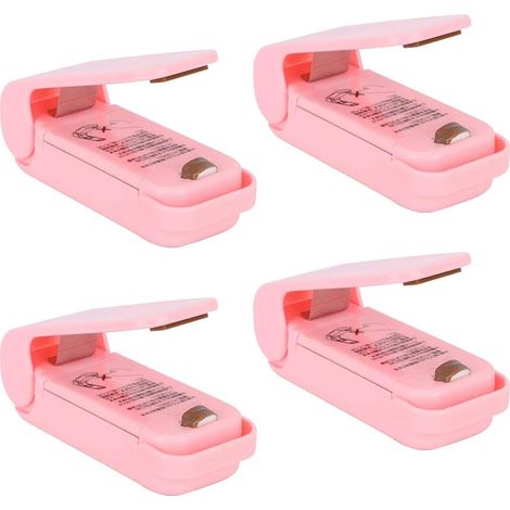 Scelleuse manuelle 4 pièces avec cutter, appareil portable de cuisine pour sceller les sacs de chips, les sacs en plastique et les sachets de snacks. (1/5)