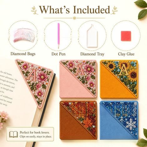 Nouveau kit de marque-page d'angle à peindre en diamant - Été