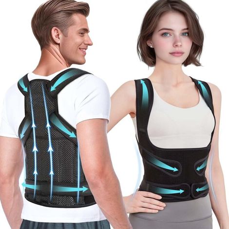 [JAMAIS UTILISÉ]Correcteur de Posture pour Hommes Femmes, Redresse Dos Ceinture Dos Posture Réglable et Respirante pour Le Soutien Des épaules, Du Cou et Du Taille (Noir, L)