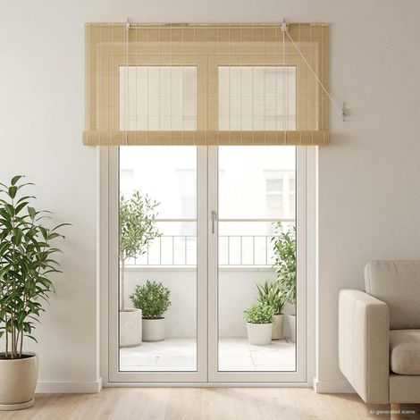 vidaXL Tenda a rullo Naturale 130 x 220 cm Bambù