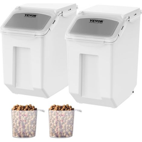 Mottensichere Vorratsdosen Aufbewahrungsbox Küche 15 L x 2, Sichtbarer Vorratsbehälter PP mit Deckel und Rollen, Luftdichter Behälter für Reis, Mehl, Zucker, Hülsenfrüchte, Nüsse, Tiernahrung (1/5)