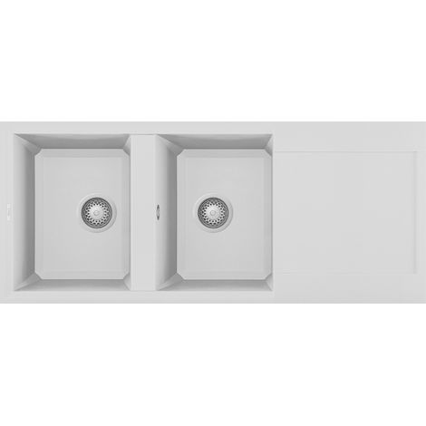 Lavello Elleci Incasso 2 vasche 116x50 Easy 500 Granitek Bianco LGY50068