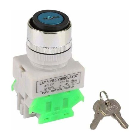 Interrupteur de Verrouillage en Metal + Clés Sécurité à 3 Positions LAY37-20Y/31 220V 5A Sélecteur Rotatif,Trou de Montage 22 mm avec 2 Clés (1/4)