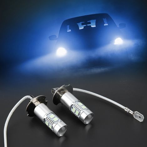 2 ampoules LED H3 100W 1200LM 8000K blanc froid pour phare auto, feu antibrouillard et éclairage diurne (1/5)