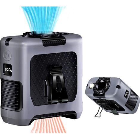 Tragbarer Ventilator, 6000 mAh, Grau – Direkter Luftstrom, USB-C-Schnellladefunktion, Gürtelclip, stoßfeste Silikonhülle für Camping und Wandern (1/5)