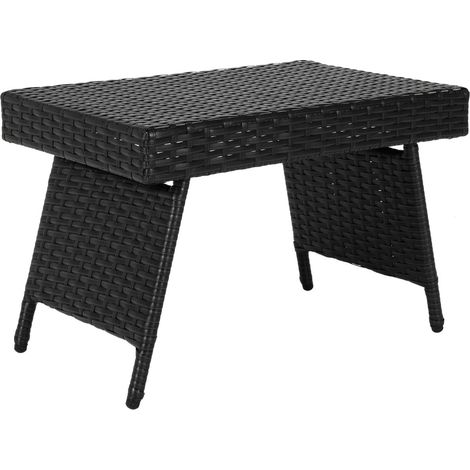 Mesa de centro plegable para exterior, color negro, ratán resistente a la intemperie
