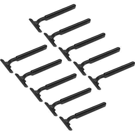 Lot de 10 tondeuses jetables antidérapantes à double lame en acier, outil de coupe manuel pour hôtels, noir (1/5)