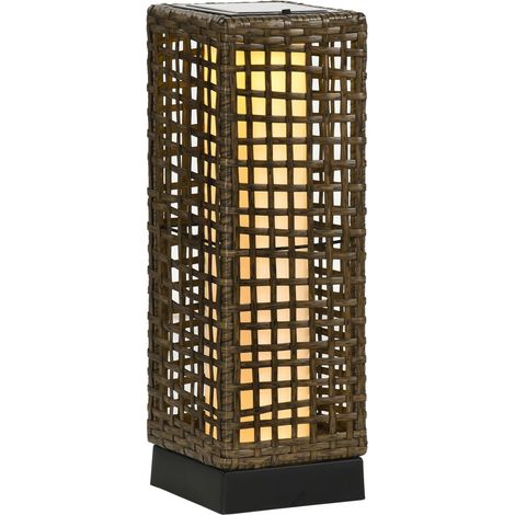 Solarlampe Rattan, Wasserdicht, Mit Lichtsensor, Led Außenleuchte, 15,5X15,5X46Cm
