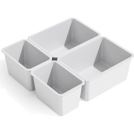 Emuca Kit de 4 organisateurs de tiroirs de salle de bains, Tidy, plastique, blanc - talla (1/5)