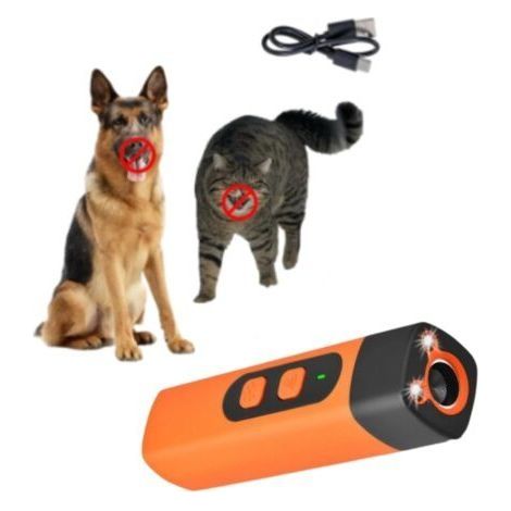 Lot de 1 (Orange) Anti Aboiement Chien Ultrason Rechargeable,Apreil de contrôle Anti aboiement à ultrasons,Dispositif Anti Aboiement avec 3 fréquences réglables, Lampe de Poche LED (1/5)