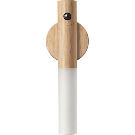 LED-Wandleuchte aus Holz für den Innenbereich, batteriebetrieben, tragbare, kabellose, wiederaufladbare Induktionswandleuchte mit Magnet für Treppenhaus, Flur, Schlafzimmer (Esche)