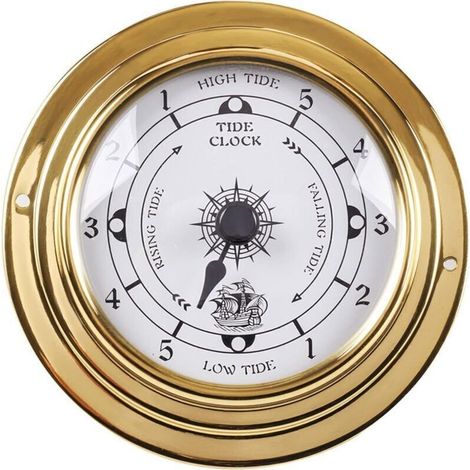 Orologio delle maree, barometro da parete, termometro, igrometro, 9,7 cm, cassa in ottone lucido, per uso interno ed esterno (1/4)
