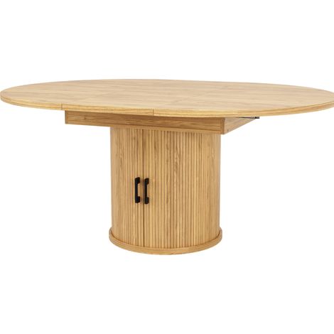 Tavolo da pranzo allungabile rotondo in MDF color legno 118-158 cm per 6 persone HOMVRA (1/5)