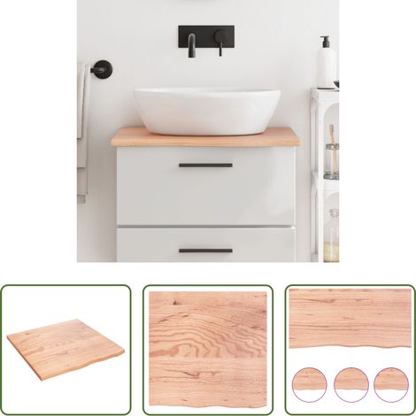 vidaXL Plan de travail en bois - Comptoir de salle de bain marron clair 60x60x2 cm bois traité (1/5)