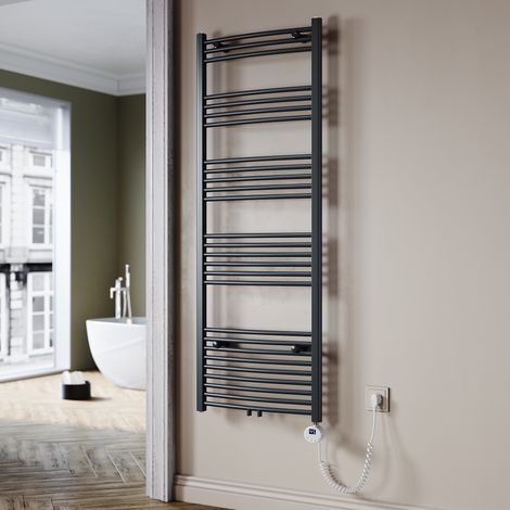 SONNI Sèche-serviette électrique Anthracite 160x60cm radiateur électrique Sèche-serviette Porte-serviettes électrique Arc 900W