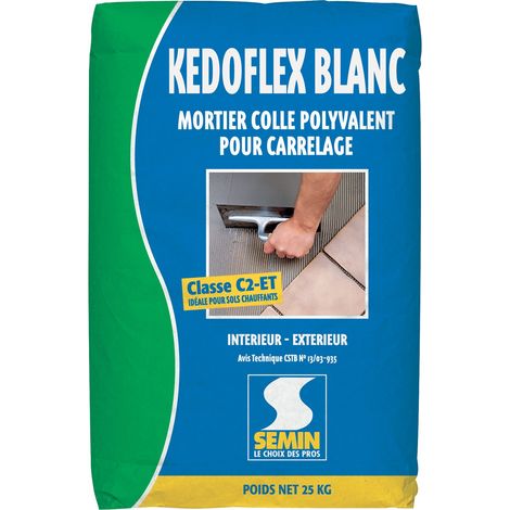 Mortier colle polyvalent pour carrelage Semin Kedoflex Blanc - intérieur/extérieur - sac 25 kg (1/6)