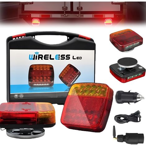 Plaque de Feux Sans Fil Magnétique LED 12V/24V Éclairage Arrière Étanche Rechargeable WiFi pour Remorque (1/5)