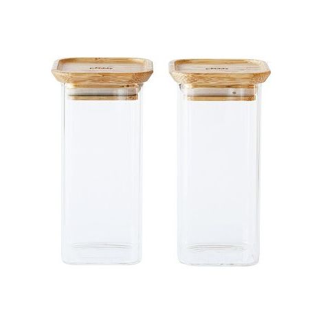 Boîtes conservation verre et bambou 320ml x2 - Pebbly (1/2)