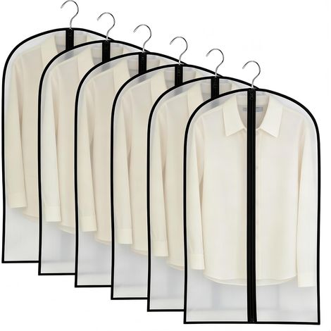 Lot de 6 Housse Vetements à Suspendre Anti‑Poussière Lmperméables Résistantes à l’humidité et à la Moisissure,Protection Pour Chemise Costumes,Manteau Robes 60 100cm (1/5)